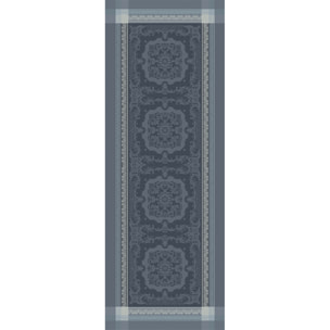 Chemin de table pur coton anti tache motif jacquard Fontainebleau gris