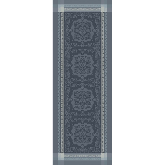 Chemin de table pur coton anti tache motif jacquard Fontainebleau gris