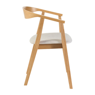 Chaises scandinaves bois clair et tissu effet velours texturé beige (lot de 2) BAHIA