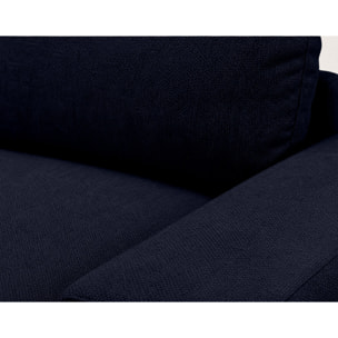 Tama - Canapé d'angle droit 4 places convertible avec coffre en tissu - Bleu marine