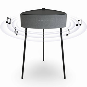 Mesa auxiliar altavoz portátil con sonido de 20W, Bluetooth, Base de carga inalámbrica, batería de 2500mAh. Mesilla o mesita para dormitorio o sala de estar - TD Systems SM20B11PGC [Gris claro]