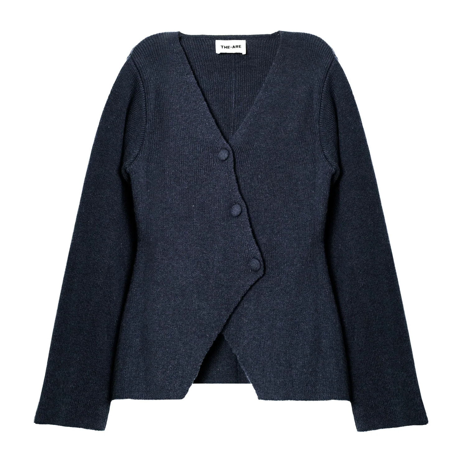 Cárdigan de punto canalé con botones forrados de mujer