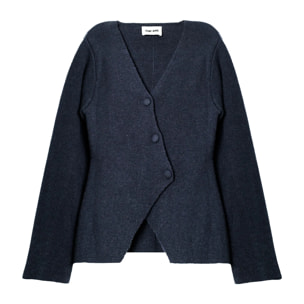 Cárdigan de punto canalé con botones forrados de mujer