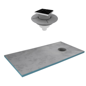 LOT de 2 Receveurs de Douche à Carreler 90x160 cm avec Bondes à Sortie Horizontale - Grille Inox