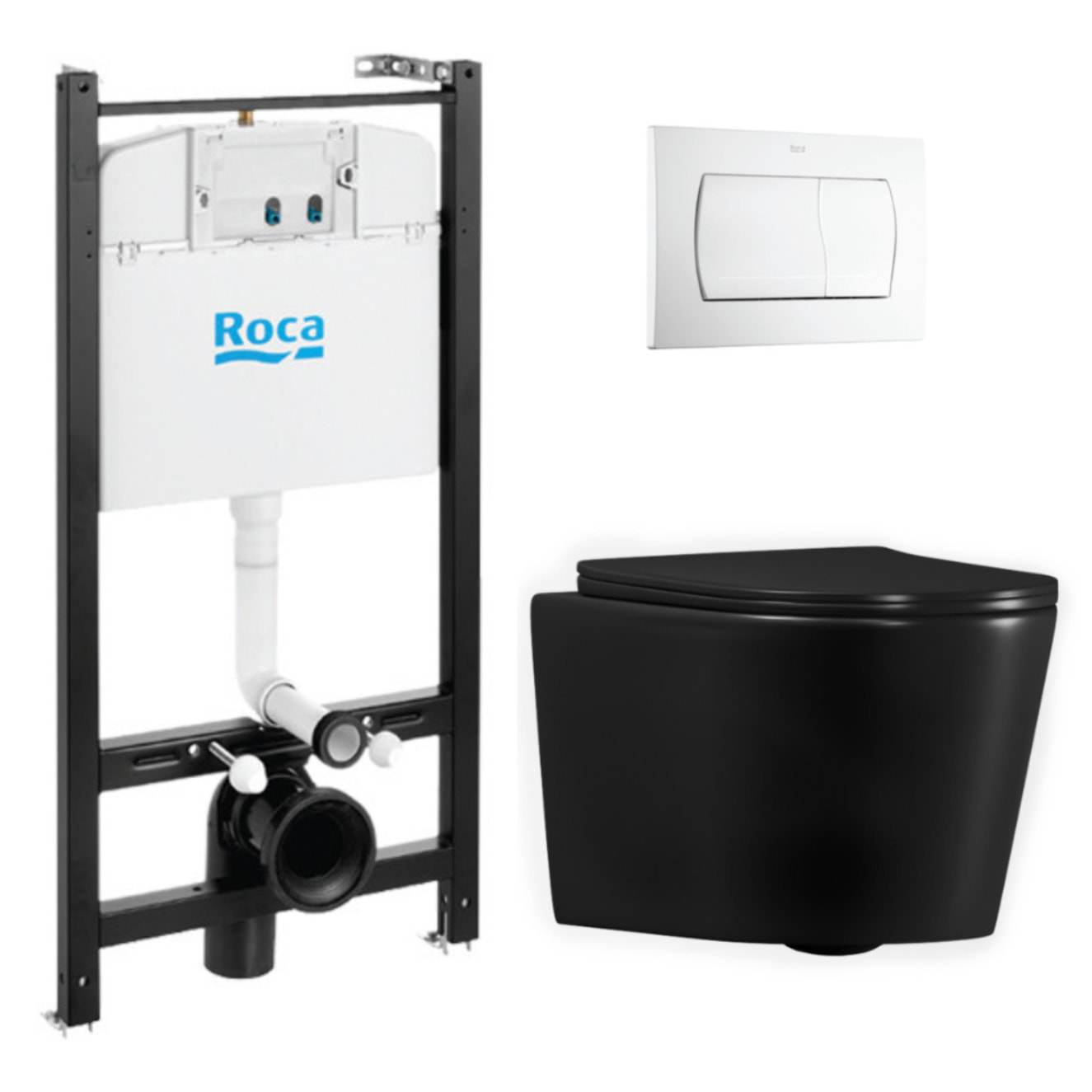 Active Pack WC bâti-support + WC suspendu sans bride avec abattant SoftClose + plaque blanche (ROACE14BMT01-IN)