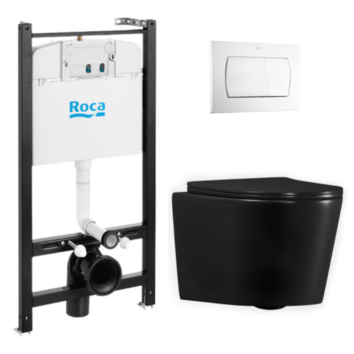 Active Pack WC bâti-support + WC suspendu sans bride avec abattant SoftClose + plaque blanche (ROACE14BMT01-IN)