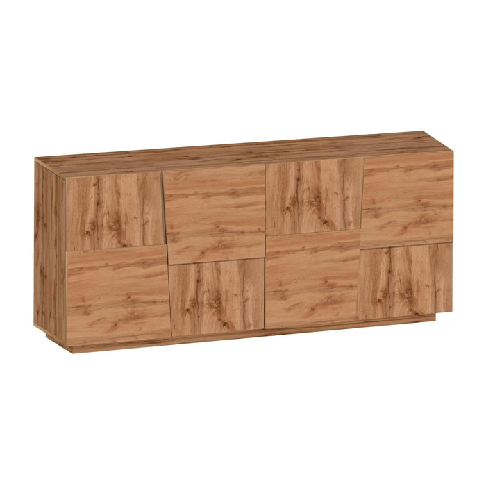 Credenza Ddambrosi, Buffet da soggiorno, Madia da salotto moderna con 4 ante, 200x44h86 cm, Rovere