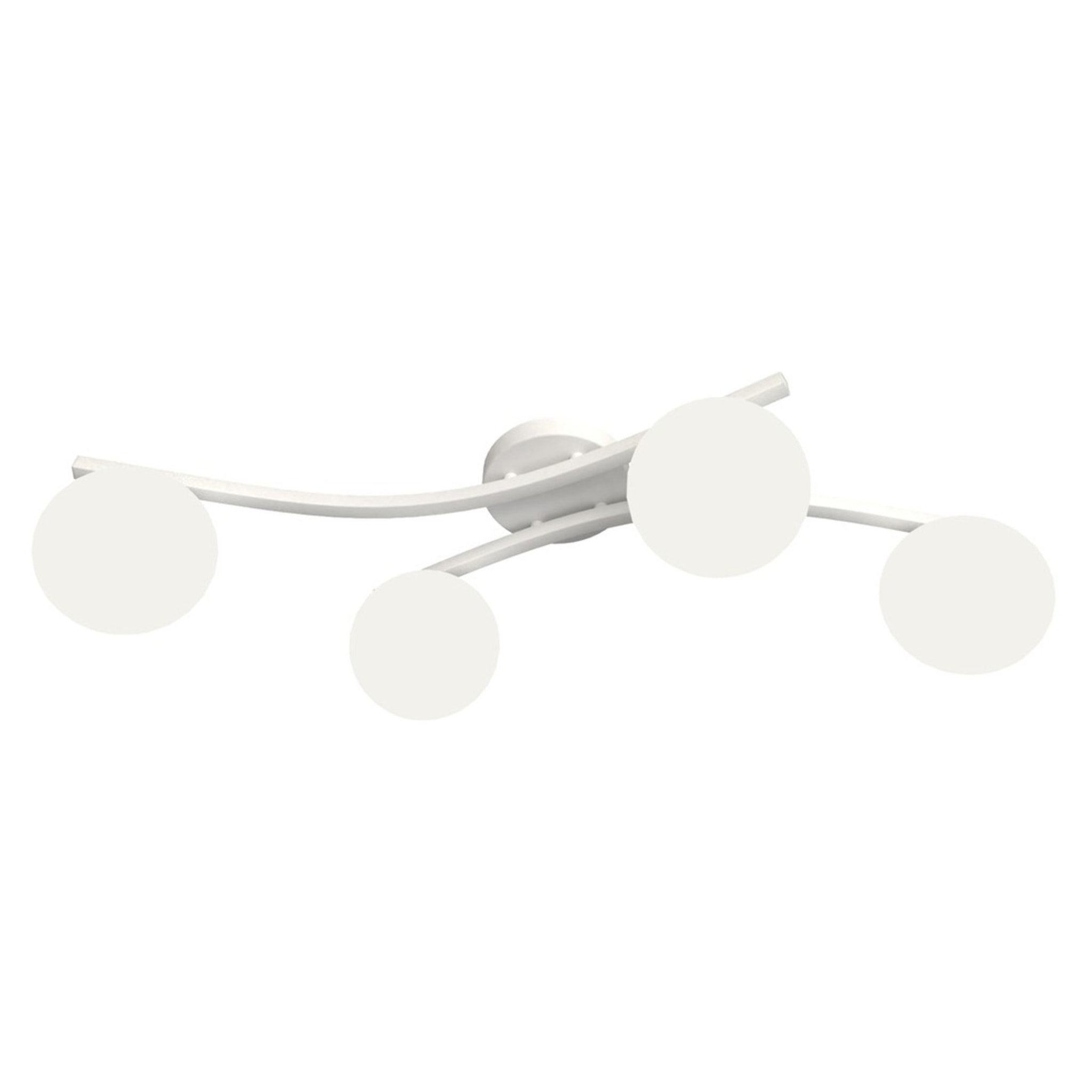Lampada a sospensione Opus in acciaio bianco e vetro