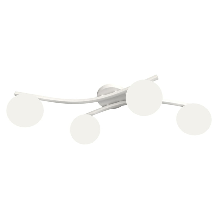 Lampada a sospensione Opus in acciaio bianco e vetro