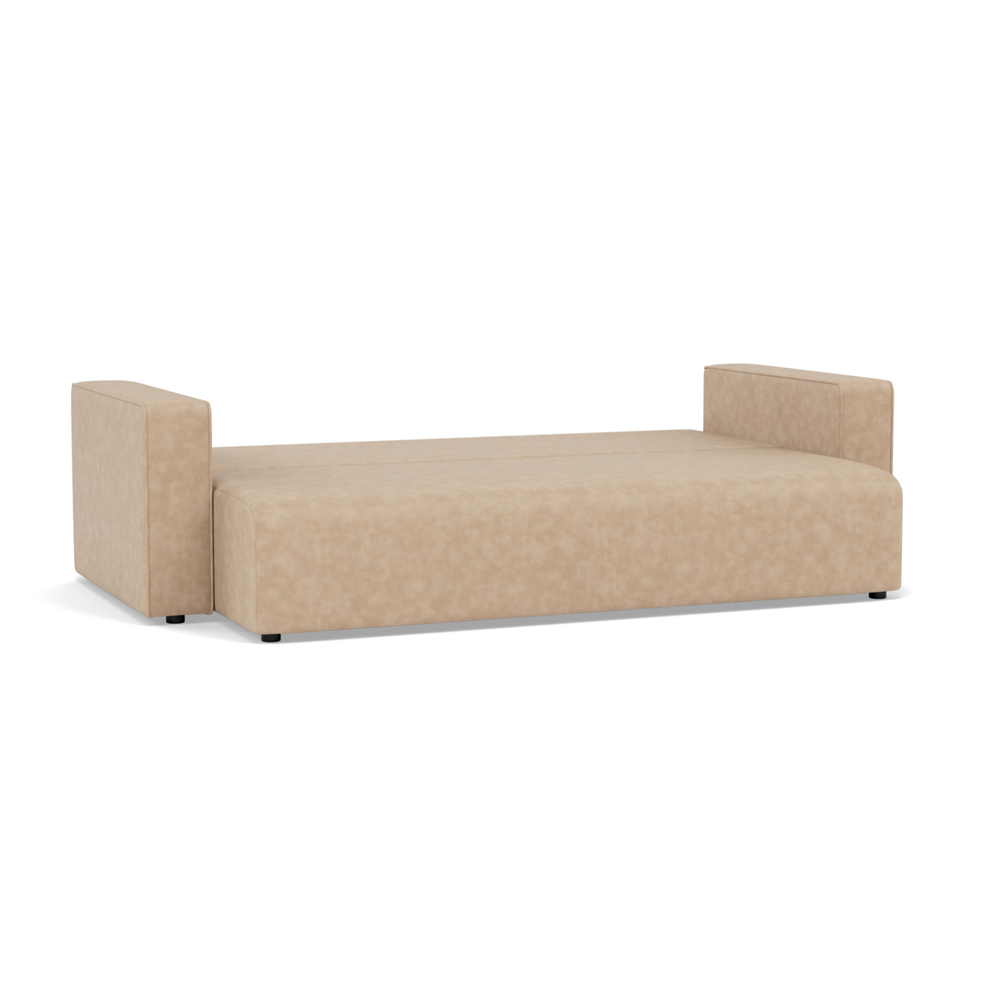 Topaze - canapé droit 3 places convertible avec coffre en simili - Beige