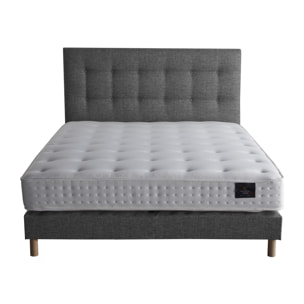 Ensemble Reflet + tête de lit capitonnée - Matelas ressorts ensachés éco conçu