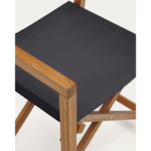 Silla plegable de exterior Thianna negro y de madera maciza de acacia FSC 100%