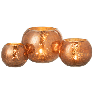 J-Line photophore Boule Craquele Effet Nacré - verre - marron - large