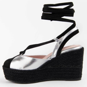 Alpargata De Cuña - Plateado - Altura: 8 Cm