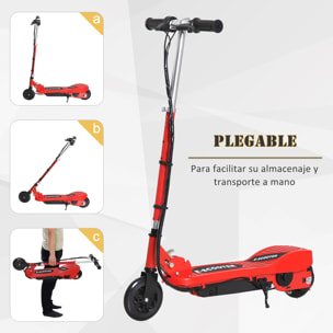 Patinete Eléctrico Plegable Acero PP 74x36x73-91cm Rojo