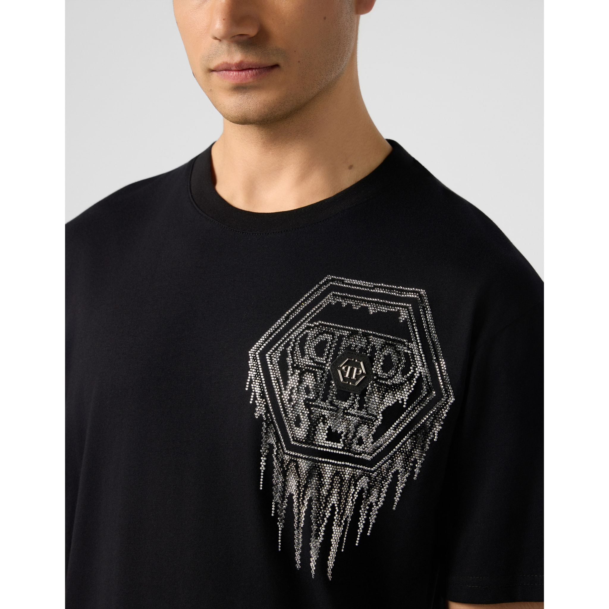 PHILIPP PLEIN Camiseta de cuello redondo y manga corta HEXAGON