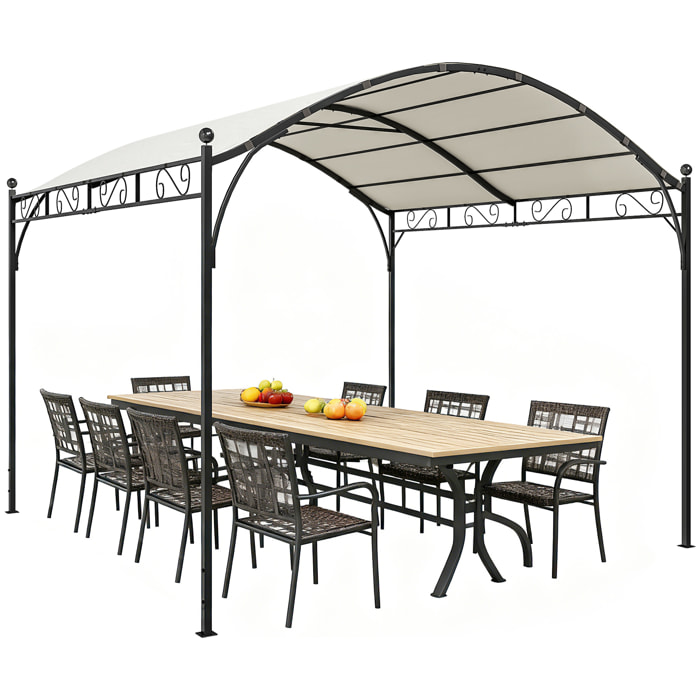 Pérgola de Jardín 3x3 m, Cenador de Jardín con Techo Arqueado, Dosel UV30+ y Estructura de Metal Galvanizado, Pabellón para Exterior, Patio, Terraza, Blanco Crema
