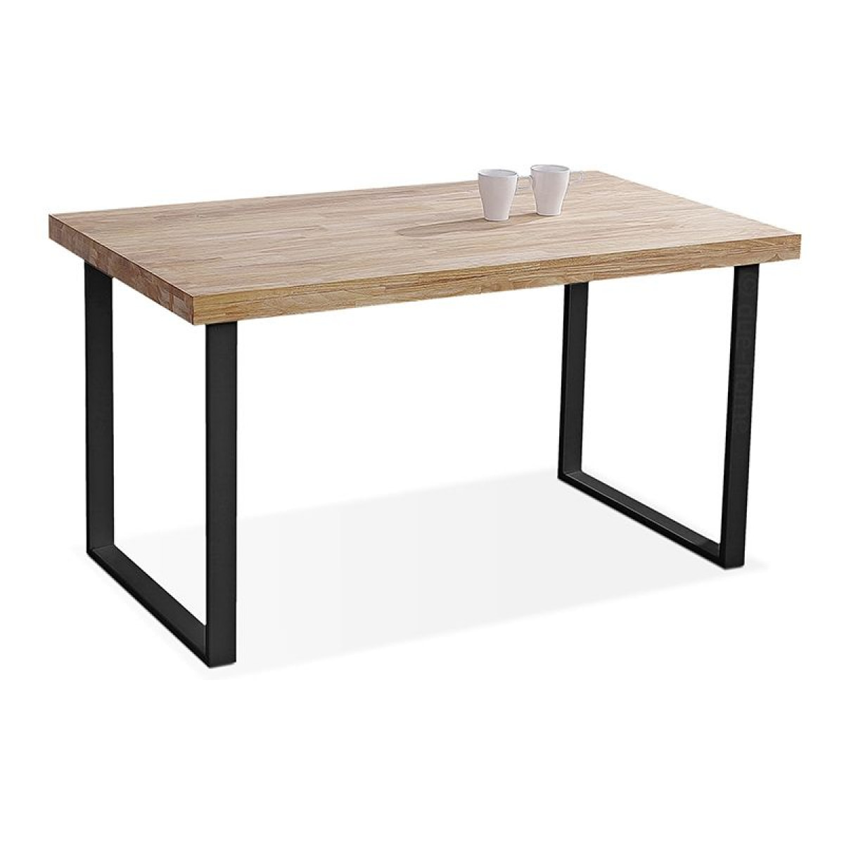 Mesa de comedor de madera de roble salvaje y patas metálicas en negro 140x80 cm Natural Roble salvaje - Negro