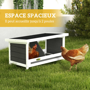 Pondoir pour poules 2 emplacements nichoir en bois avec fond et toit gris blanc noir