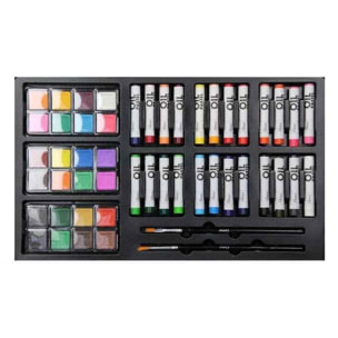 Set de arte de pintura en caja de madera con 112 piezas 37,5x8x23,5cm