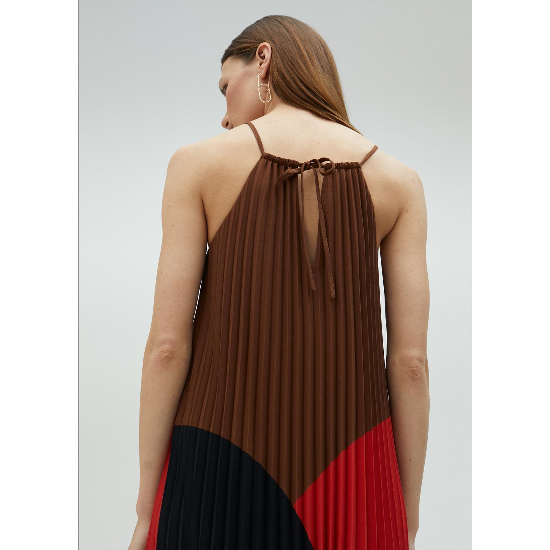 Vestito plissettato tricolore