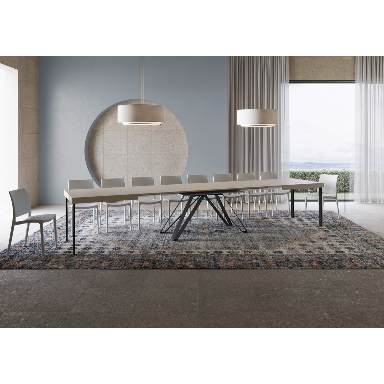 Mesa extensible 90x180/440 cm Terium cachemira patas antracita