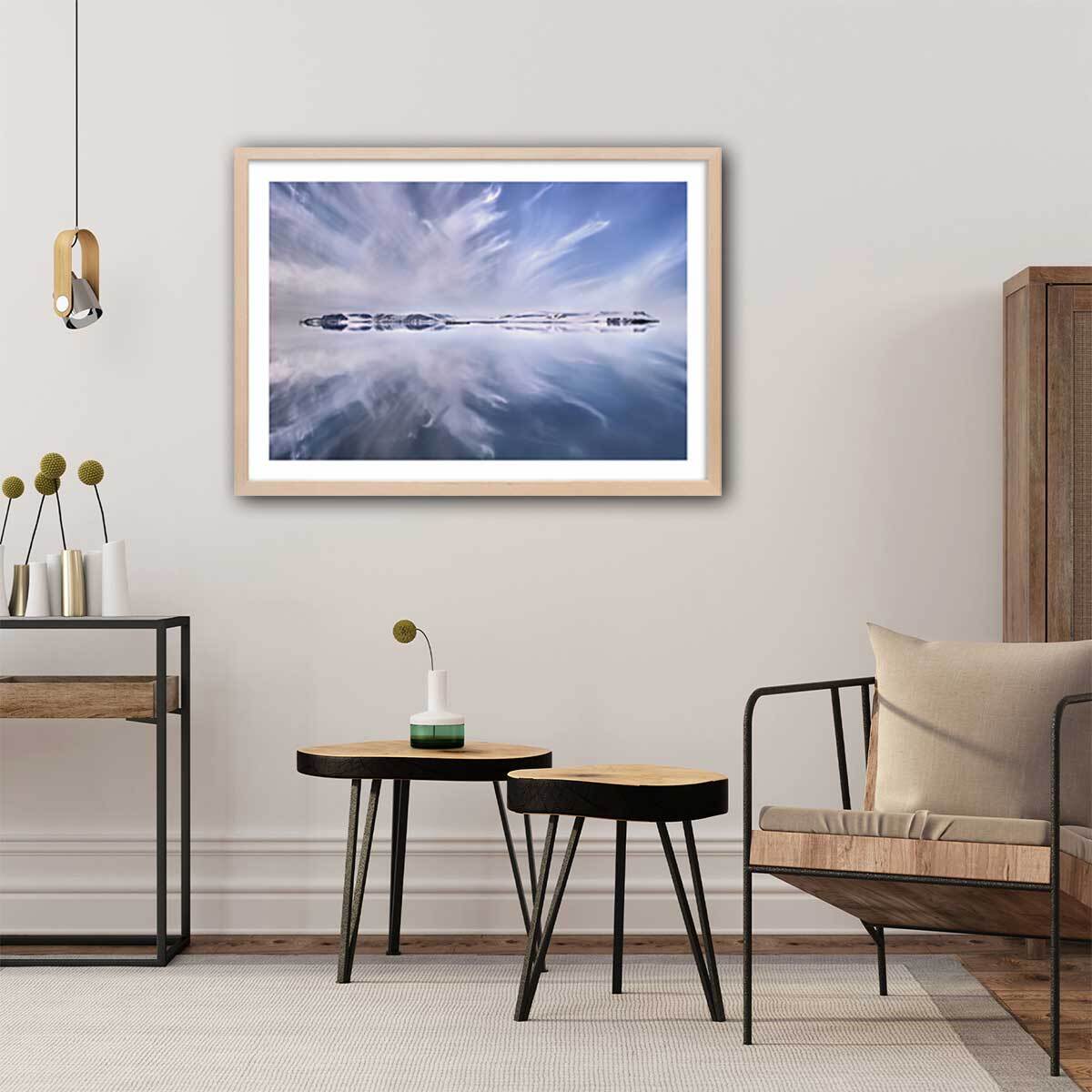 Affiche paysage Une Journee en Arctique Affiche + cadre en bois - Chêne