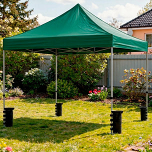 Gazebo Professionale 3x3 M Richiudibile Automatico In Acciaio Con Telo Oxford 1200D PVC Impermeabile e Anti UV A Fisarmonica con Sacche Verde