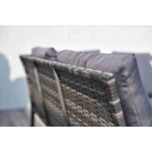 Salon de jardin 8 places en résine noir gris PATAN