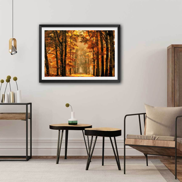 Affiche paysage magie de l' automne Affiche sous cadre noir