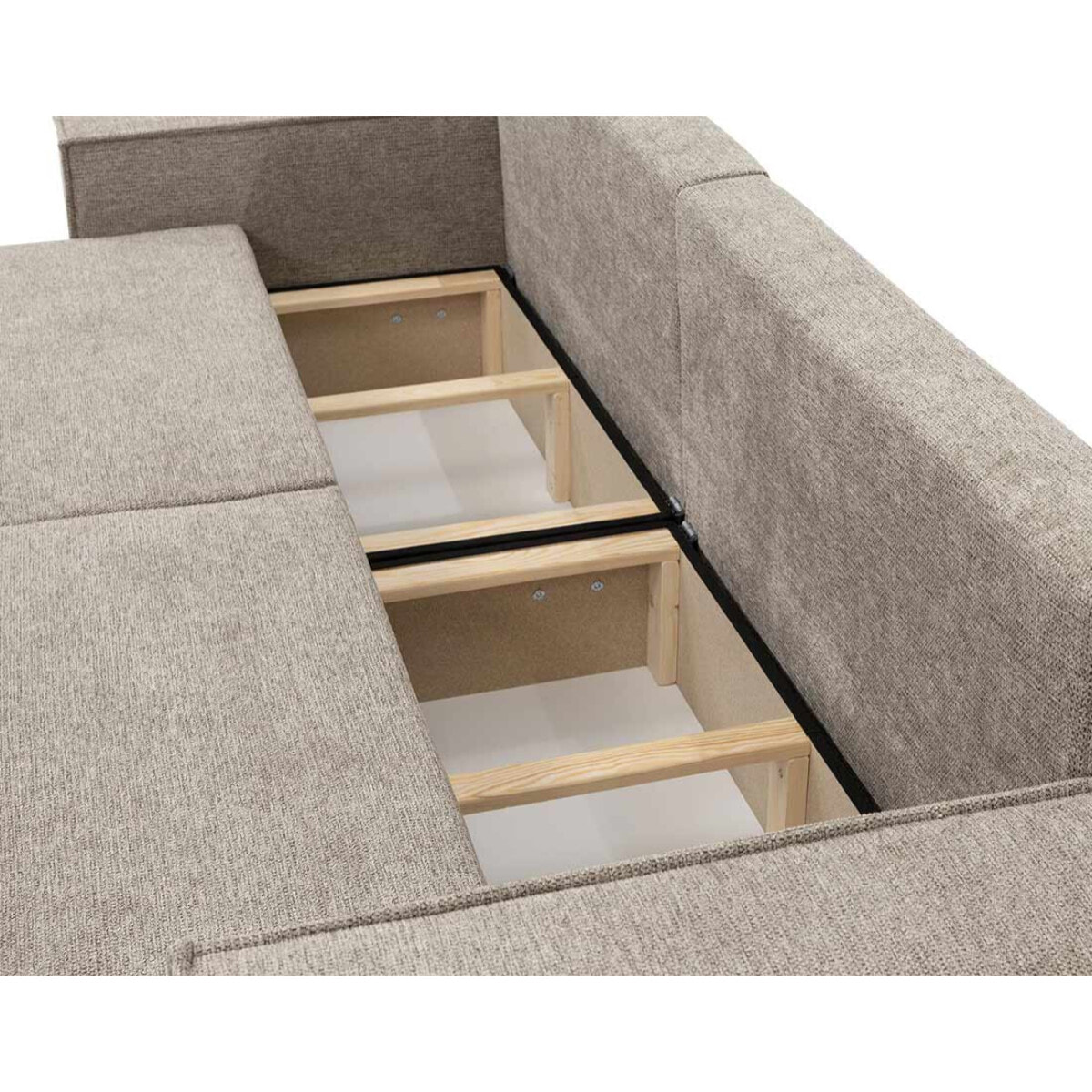 Cezanne - Canapé droit 3 places convertible avec coffre en tissu texturé - Gris clair