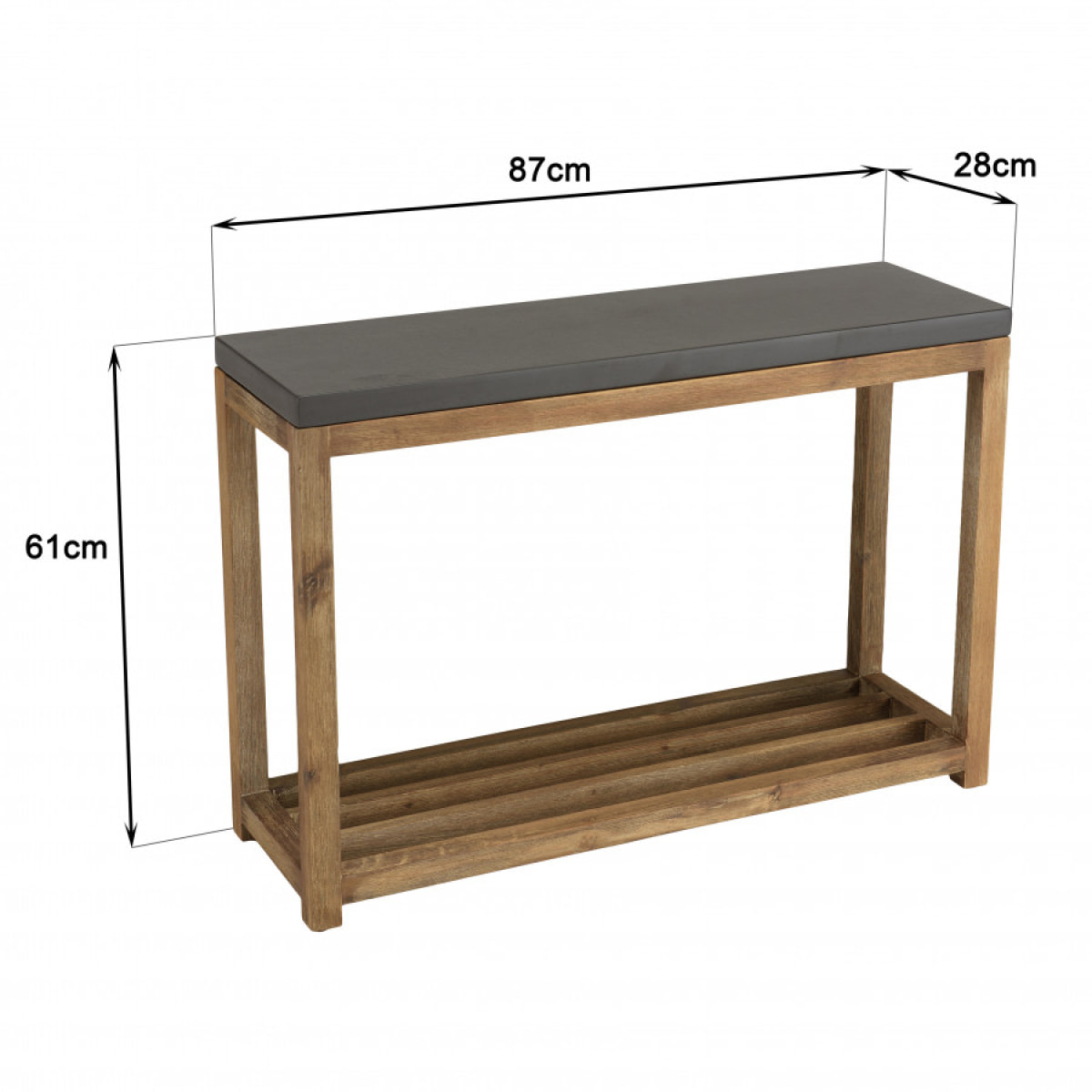 HANS - Console rect. PM double plateau effet béton foncé et acacia