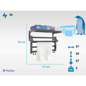 Toallero eléctrico con estante color gris antracita 55W NTW-09 PURLINE