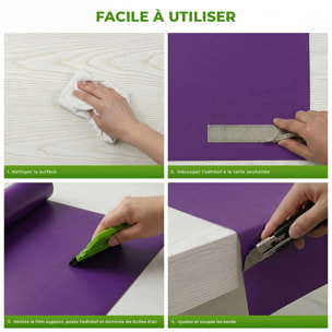 Rouleau adhésif décoratif Vinyle au Mètre - Violet - Sticker Lavable Imperméable Mur Cuisine Meubles