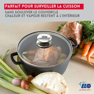 Deux couvercles de cuisson 24 cm et 28 cm avec poignée en inox Elo Galant