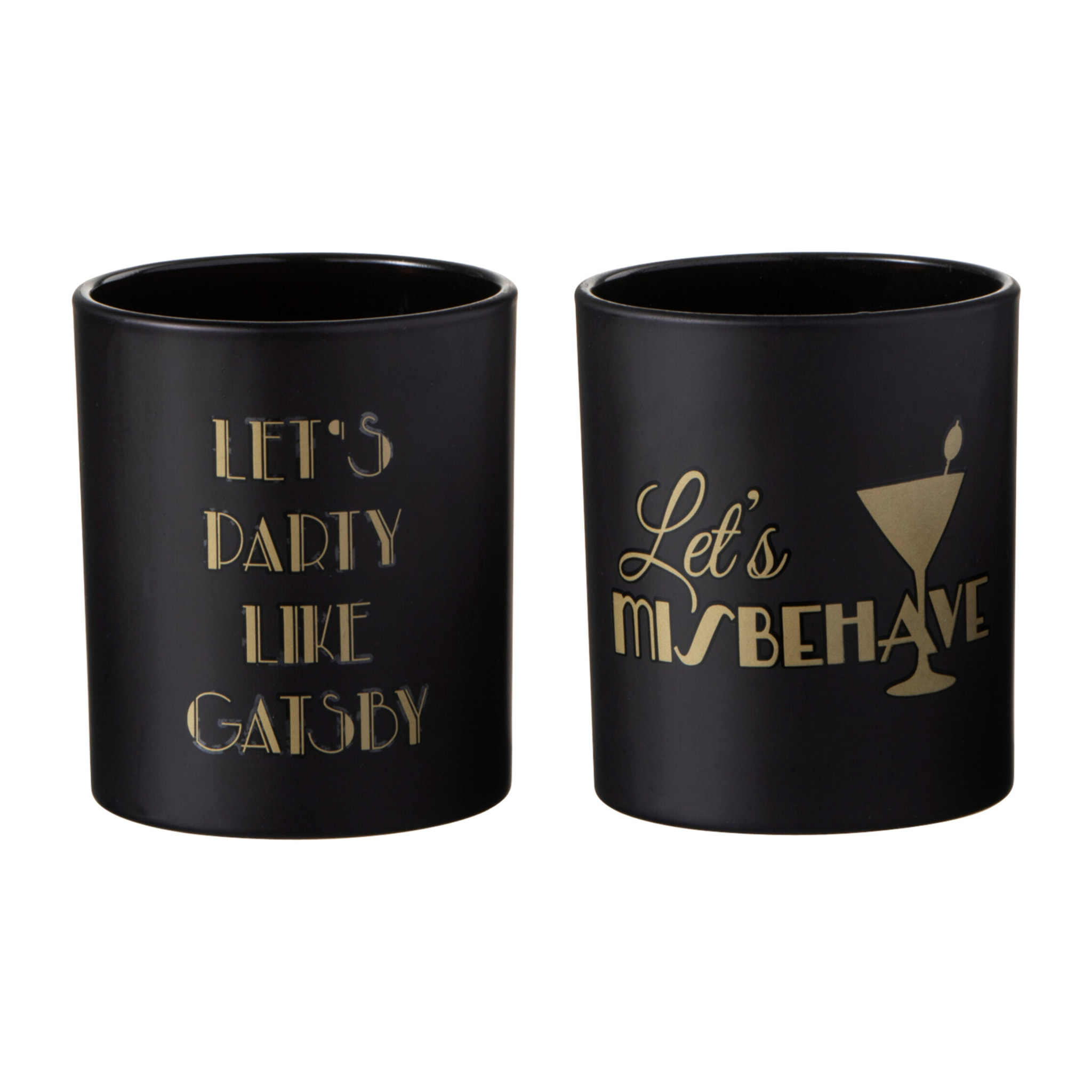 J-Line photophore Gatsby - verre- mat noir/or - 2 pcs