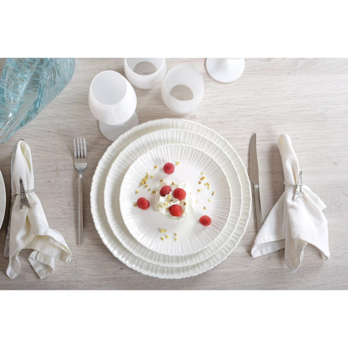 Lot de 6 Assiette à dessert blanche Flora 21.3x21.3x2cm