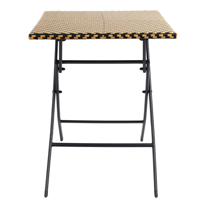 Table Pliante Tressee Noir Et Naturel