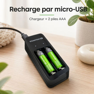 Chargeur de piles ESSENTIELB + LR03 AAA x2 700Nimh