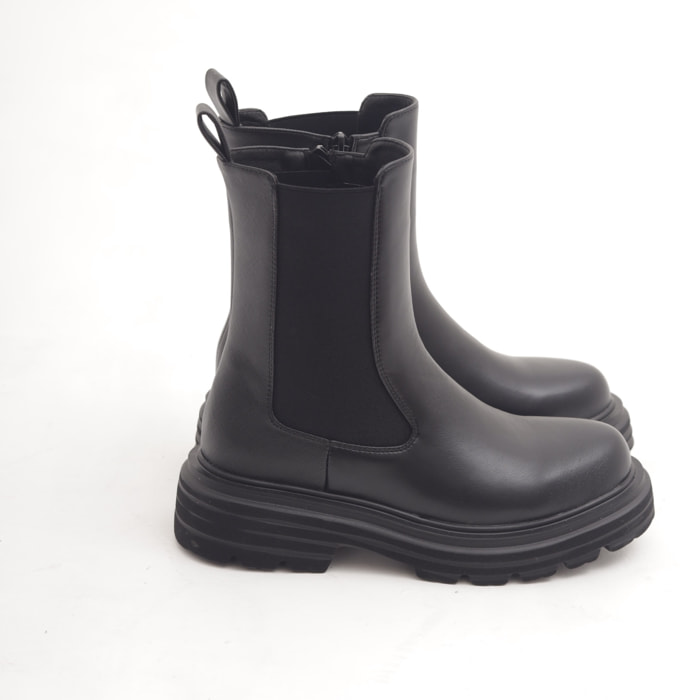 STIVALETTO ELASTICO E ZIP NERO