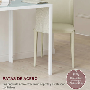 HOMCOM Mesa de Comedor de Cristal, Mesa Cuadrada para 4 Personas con Patas de Metal, para Cocina, Salón, 75x75x75 cm, Blanco