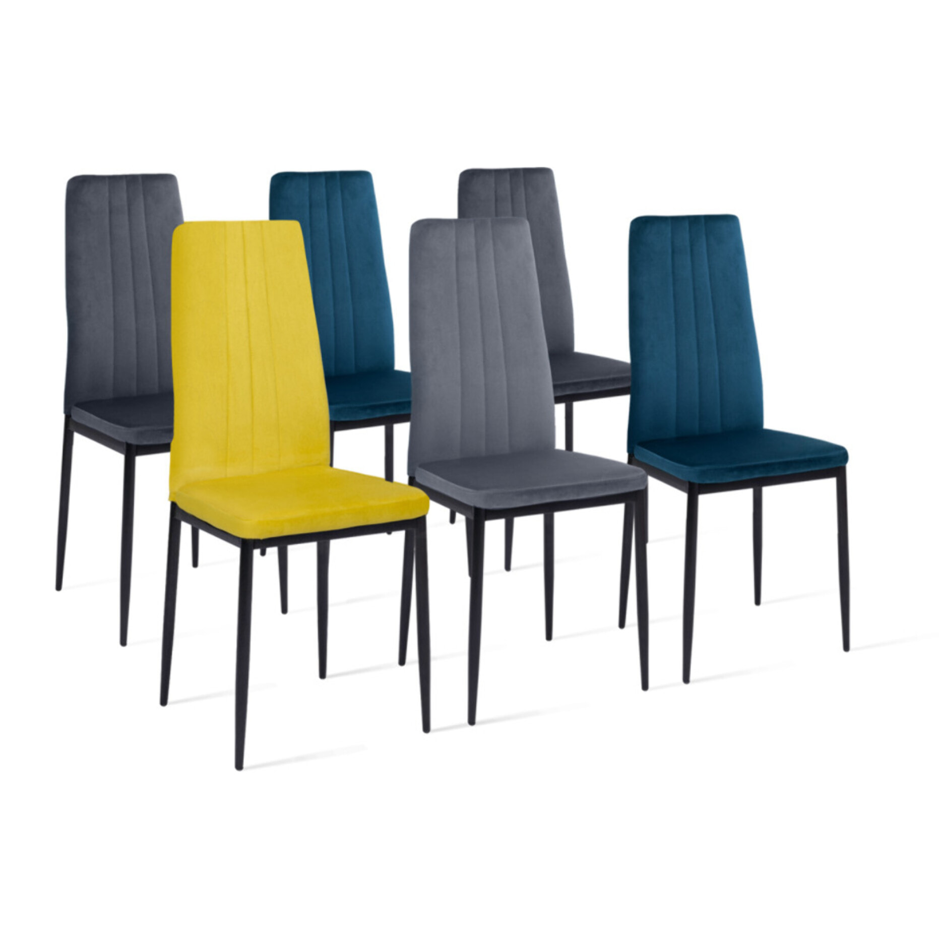 Chaises Jade en velours et pieds noirs