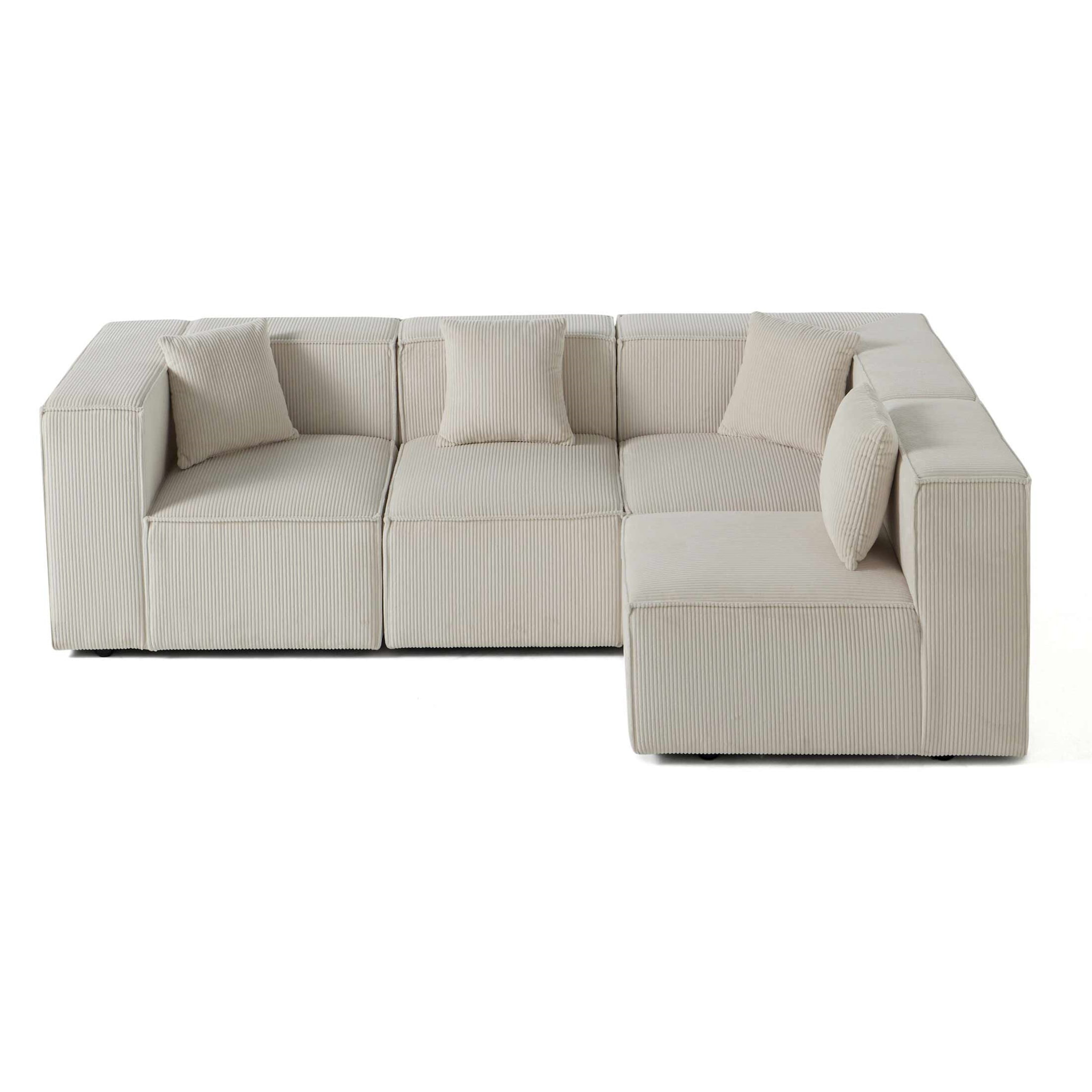 Arty - canapé modulable d'angle droit 4 places - en velours côtelé - Beige
