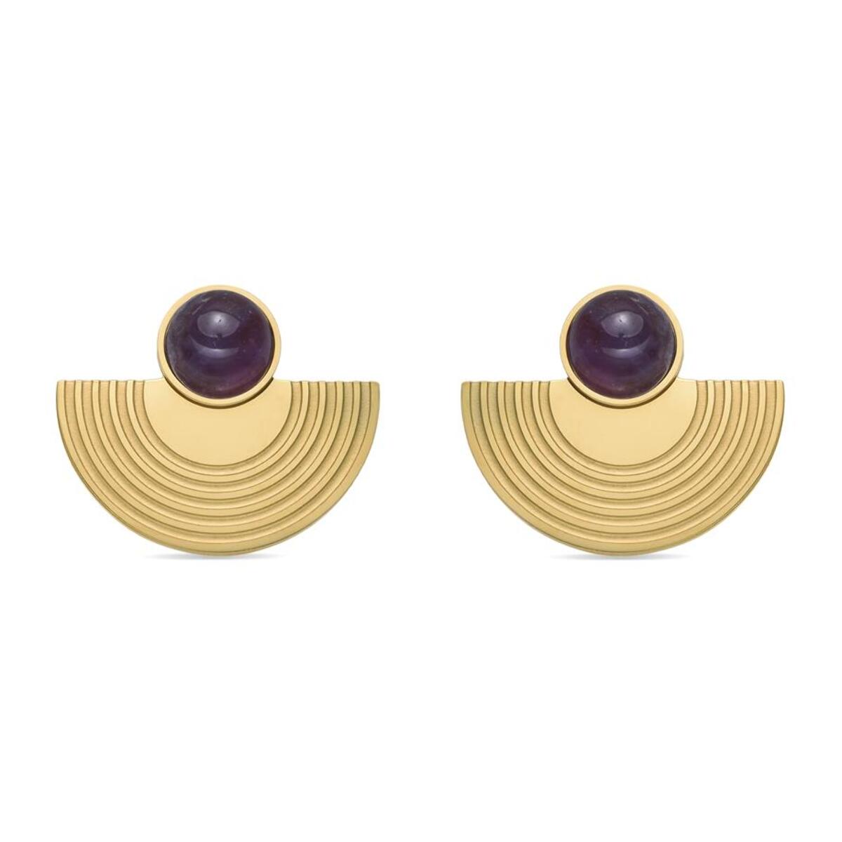 Pendientes con Cuarzo Hidrotermal Amatista acabado oro 18k