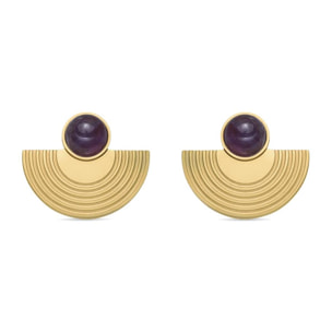 Pendientes con Cuarzo Hidrotermal Amatista acabado oro 18k