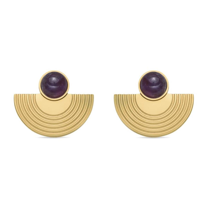 Pendientes con Cuarzo Hidrotermal Amatista acabado oro 18k