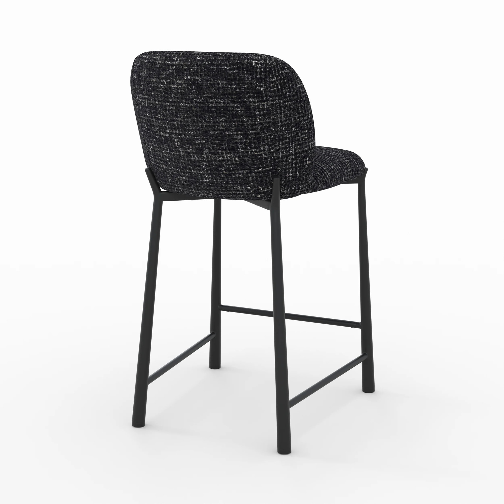 Lot de 2 chaises pour ilot central 65,5 cm en tissu texturé noir - Bento