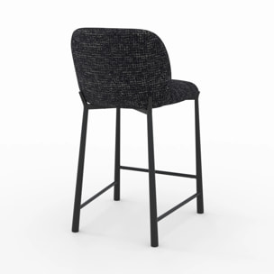 Lot de 2 chaises pour ilot central 65,5 cm en tissu texturé noir - Bento