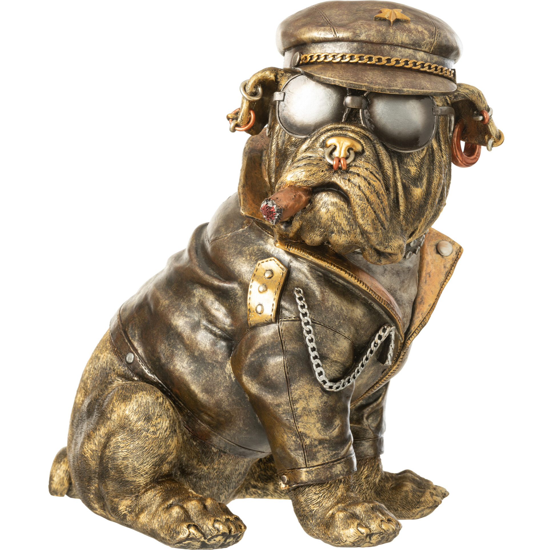 J-Line décoration Bulldog Sigaret B - polyrésine - brun