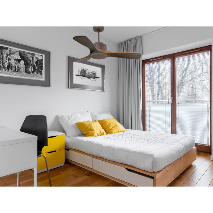 Ventilateur de plafond ø106 cm avec Wifi Réversible Hypersilence 40   W Chocolat